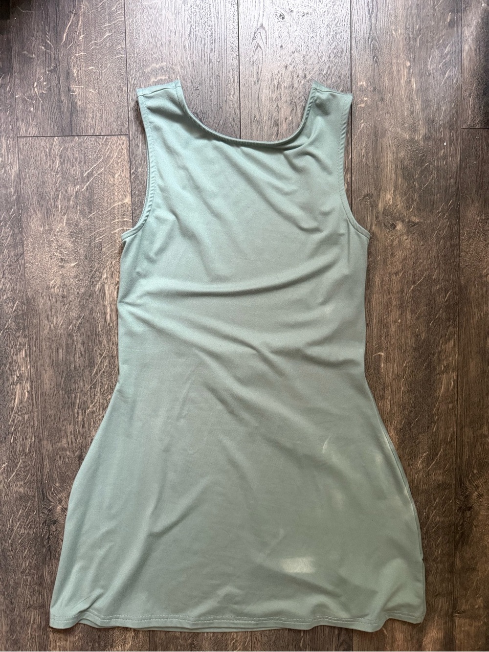 Sleeveless Scoop Neck Tank Dress - Sage Green